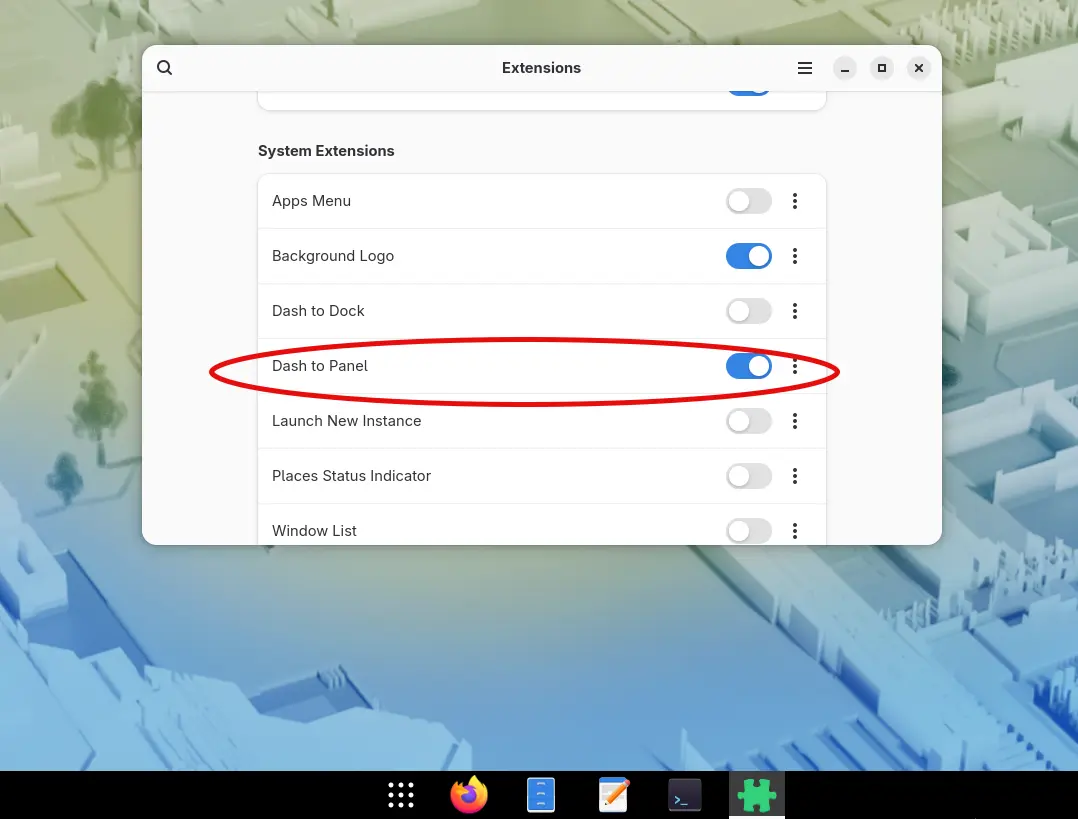 Add a Taskbar to Fedora 44 GNOME Desktop