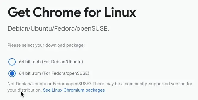 Download the 64 bit RPM package