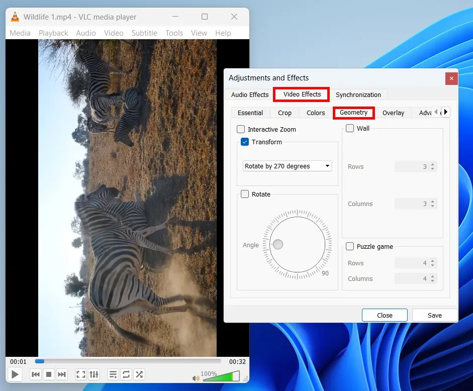 Rotate Video in VLC Media Player