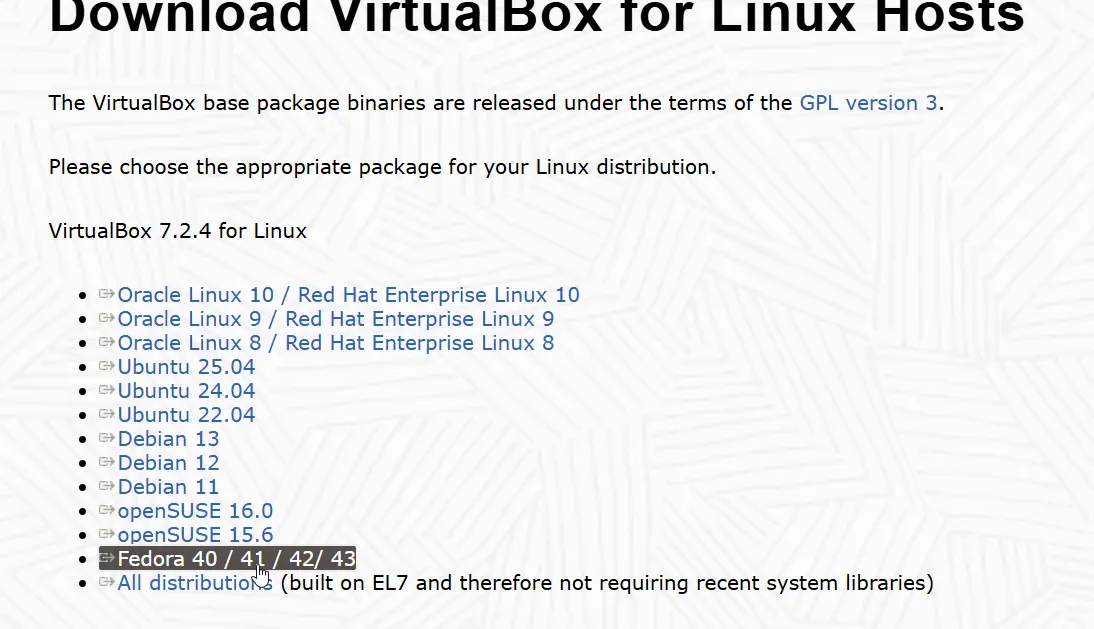 Download VirtualBox for Fedora
